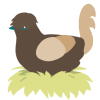 Toffee, a bark and beige chicken