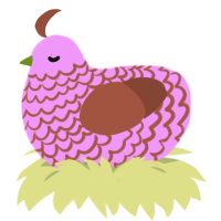 A lavender and russet chicken with a lace pattern