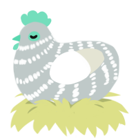 A silver and white chicken with a bar pattern
