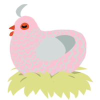 A rose and silver chicken with a lace pattern