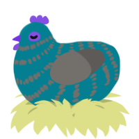 A sea and grey chicken with a bar pattern