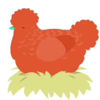 A vermilion chicken with a half-lace pattern