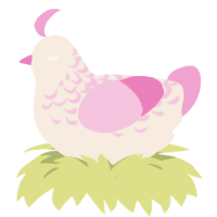 A cream and pink chicken with a half-lace pattern