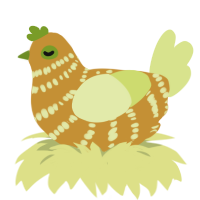 A gold and lemon chicken with a bar pattern