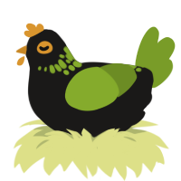A sable and chartreuse chicken with a neck-speckle pattern
