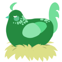A viridian and spring chicken with a neck-speckle pattern