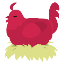 A crimson chicken with a head pattern