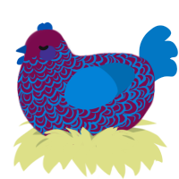 A wine and sapphire chicken with a double-lace pattern