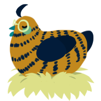A ochre and tumblr chicken with a bar pattern