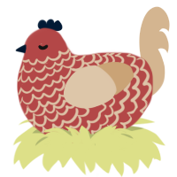 fleshling, a red and beige chicken with a lace pattern