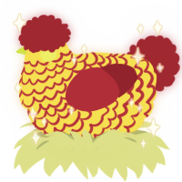 dong dong qiang, a yellow and crimson chicken with a lace pattern
