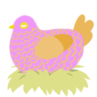 A lavender and honey chicken with a lace pattern