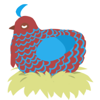 A red and sky chicken with a lace pattern