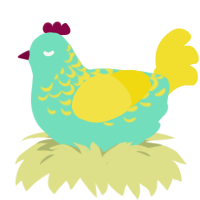 A mint and yellow chicken with a half-lace pattern