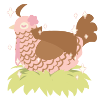 A rose and brown chicken with a lace pattern