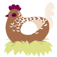 Latte, a brown and cream chicken with a half-lace pattern