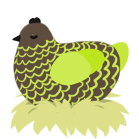 A bark and lime chicken with a lace pattern