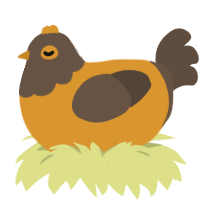 A orange and bark chicken with a head pattern