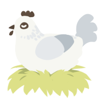 A white and mist chicken with a neck-speckle pattern