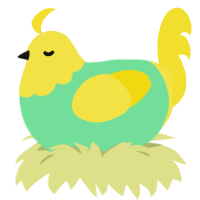 A spring and yellow chicken with a head pattern