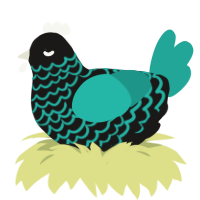 A sable and turquoise chicken with a lace pattern