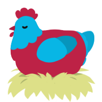 fire and ice, a crimson and cerulean chicken with a head pattern