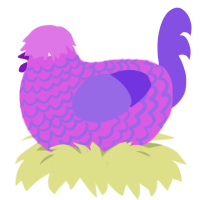 A orchid and blurple chicken with a lace pattern