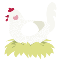 poppy in the snow, a white chicken with a double-lace pattern