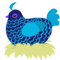 A navy and cerulean chicken with a lace pattern