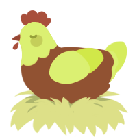 Algae, a russet and lime chicken with a head pattern