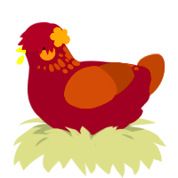 Ignis, a maroon and russet chicken with a neck-speckle pattern