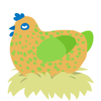 A honey and grass chicken with a speckle pattern