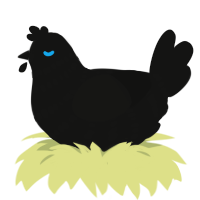 A black chicken with a bar pattern