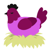 dada, a orchid and wine chicken with a head pattern
