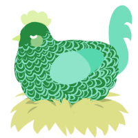 A viridian and mint chicken with a double-lace pattern