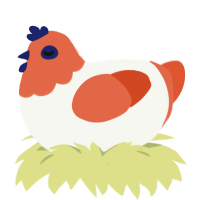 A white and vermilion chicken with a head pattern