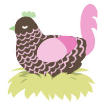 A bark and pink chicken with a lace pattern