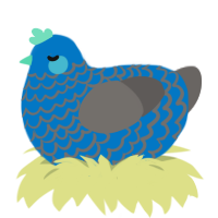 A sapphire and grey chicken with a lace pattern