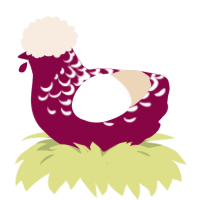 A maroon and cream chicken with a half-lace pattern