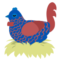 Hurricane 琵琶, a ultramarine and red chicken with a lace pattern