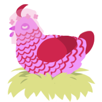 Fabuloso, a lavender and crimson chicken with a lace pattern