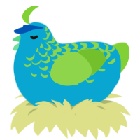 capri sun, a cerulean and grass chicken with a half-lace pattern