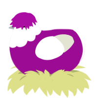 A plum and white chicken with a head pattern