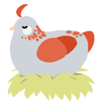 A mist and vermilion chicken with a neck-speckle pattern