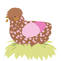 (unnamed), a brown and pink chicken with a speckle pattern