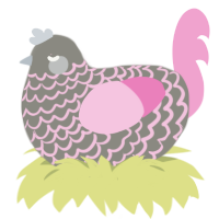 A ash and pink chicken with a lace pattern
