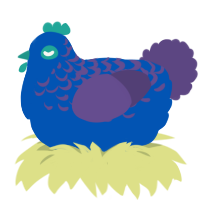 Sea Foam, a ultramarine and overcast chicken with a half-lace pattern