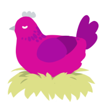 A fuchsia and plum chicken with a neck-speckle pattern