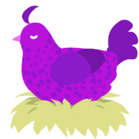A amethyst and violet chicken with a speckle pattern