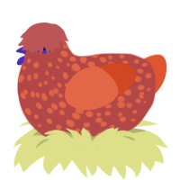 Sunburn, a red and vermilion chicken with a speckle pattern